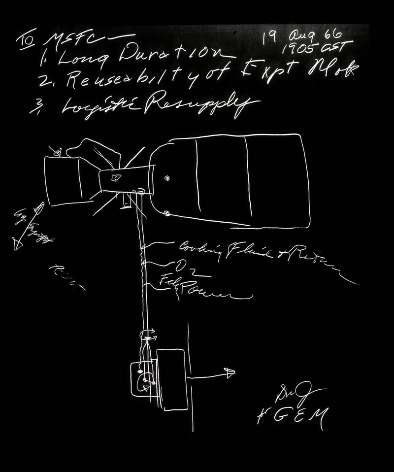 Illustration for article titled This Sketch Captured the Key Aspects of Skylab 2,460 Days Before it Launched